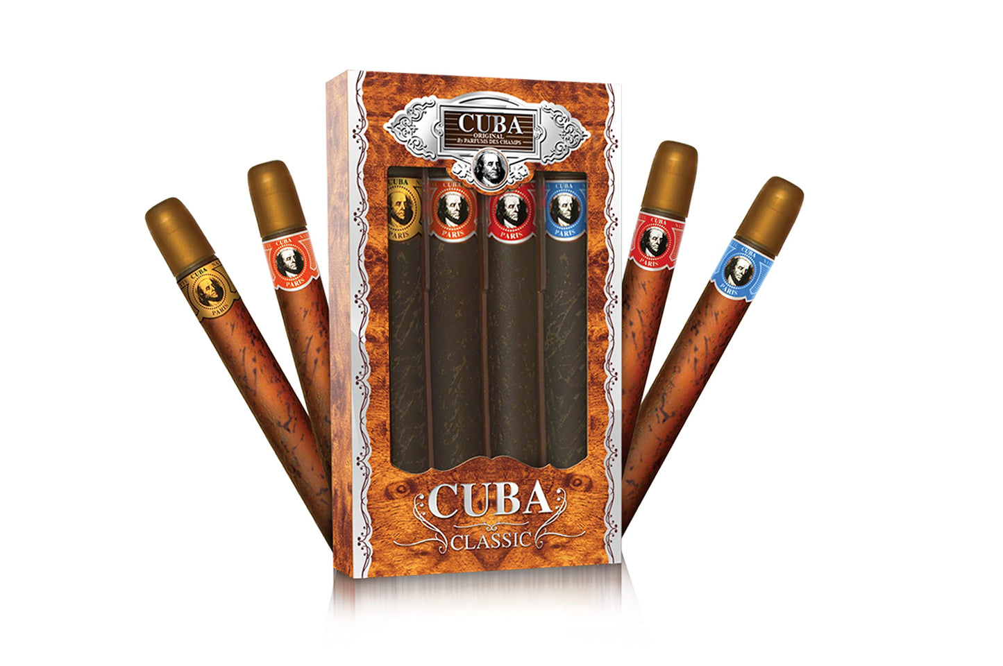 Cuba Original 4-Piece Set for Men, 4 X 1.17 Oz (Gold/Blue//Red/Orange)