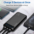 Power Bank 10000mAh Chargeur portable Batterie externe mince avec 2 sorties USB 2,4A et entrée/sortie USB C Compatible avec Huawei iPhone 16 15 14 13 12 iPad Samsung Galaxy S20 Tablette Android (Noir)