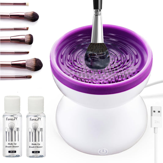 Makeup Brush Cleaner, Travel Automatic Makeup Brush Cleaner Machine with Make Up Brush Cleanser for Makeup Brush, Makeup Sponge, Powder Puff, All Size Makeup Brush Set