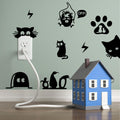 Light Switch Decals Vinyl Socket Outlet Decals Switches Decorations Funny Stickers for Wall Removable Switch Light Stickers Cute Black Pattern Vinyl Decals for Switches Socket Stickers