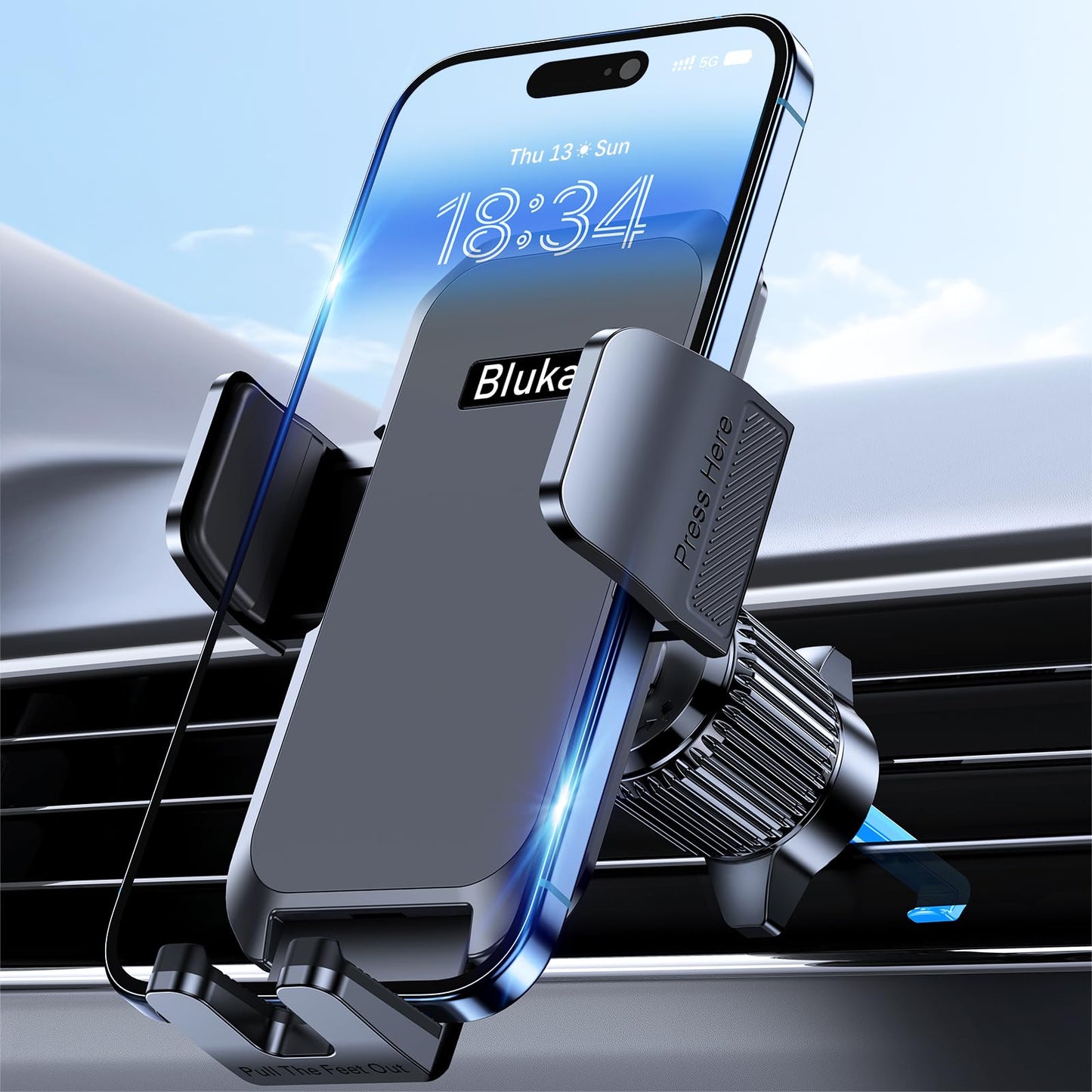 Car Phone Holder Mount, Super Stable Air Vent Cell Phone Car Mount with 2024 Metal Hook Clip, 360° Rotation,One Button Release for iPhone, Samsung, Google, and All Other Smartphones