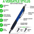 Stylus Pen, 2 in 1 Capacitive Stylus & Ballpoint Click Pen with Comfort Grip for Universal Touchscreen Devices, Tablets,iPad, iPhone 6,6 Plus, iPod, Android,Samsung Galaxy (Metallic 5 Pack)