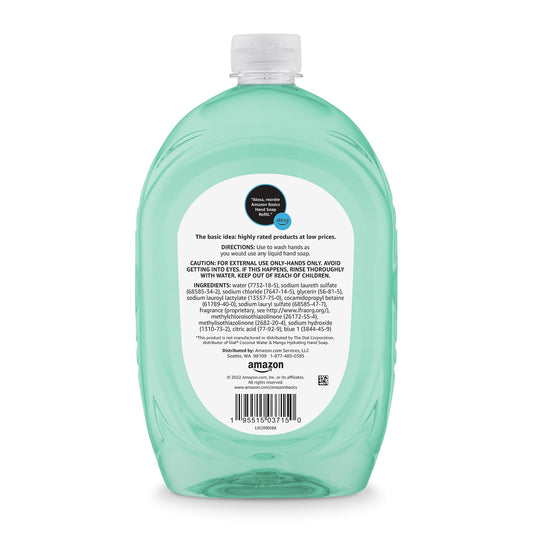 Amazon Basics Liquid Hand Soap Refill, Mango & Coconut Water Scent, Triclosan-Free, 50 Fl Oz (Pack of 2)