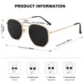 SOJOS Small Square Polarized Sunglasses for Men and Women Polygon Mirrored Lens SJ1072 Gold Frame/Grey Lens