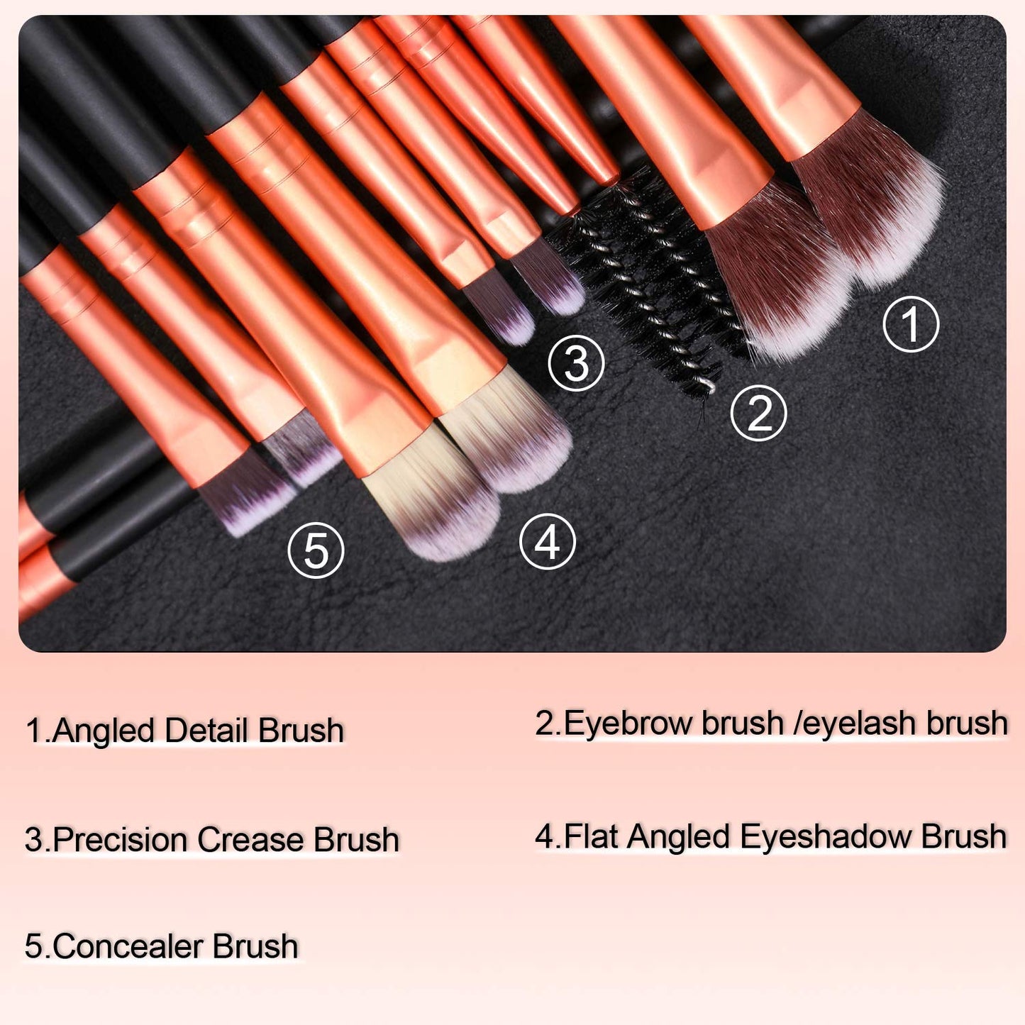 BS-MALL Eye Makeup Brushes 50 pcs Eyeshadow Makeup Brushes Set Soft Synthetic Hairs Wood Handle for Eyeshadow, Eyebrow, Eyeliner, Blending & Concealer