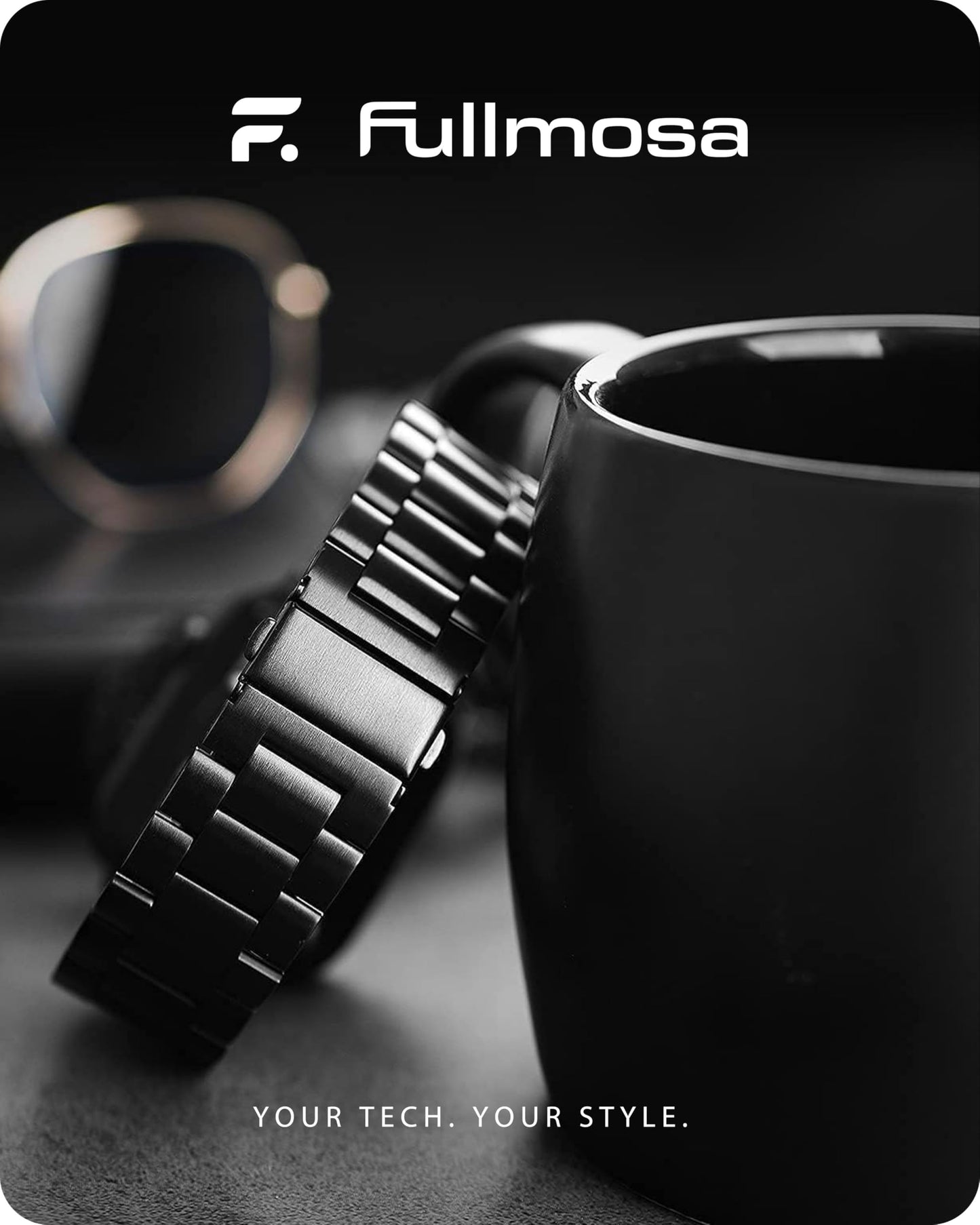 Fullmosa Compatible Apple Watch Bands 49mm 45mm 46mm 44mm 42mm 41mm 40mm 38mm, Metal iWatch Band with Case for Apple Watch Ultra Series 10 9 8 7 6 5 4 3 2 1 SE, 42mm 44mm 45mm Black