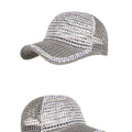 Casquette de baseball en maille pour homme et femme, avec strass et cristaux, ajustable, brillante, décontractée, sport, chapeau de soleil respirant