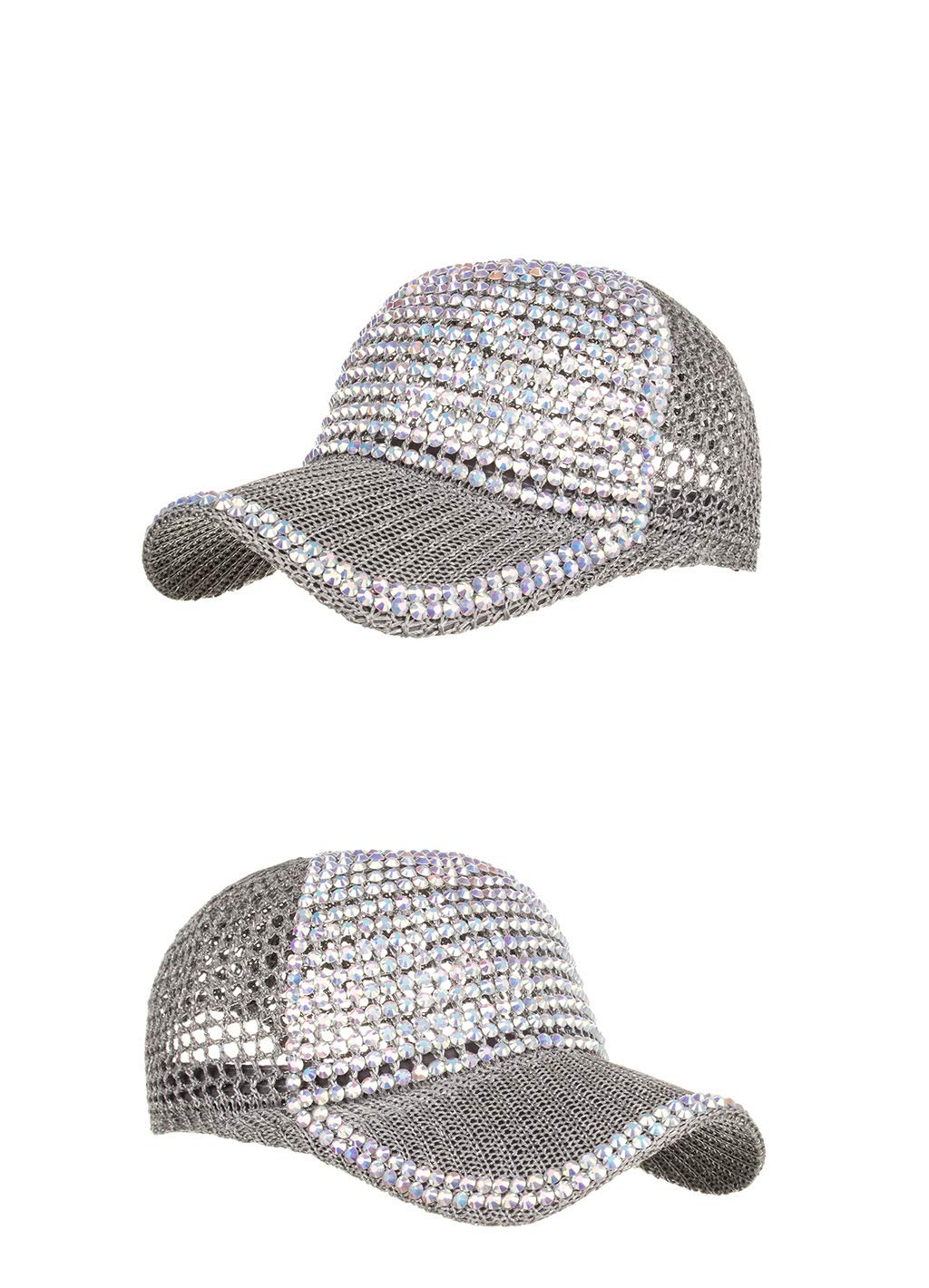 Casquette de baseball en maille pour homme et femme, avec strass et cristaux, ajustable, brillante, décontractée, sport, chapeau de soleil respirant