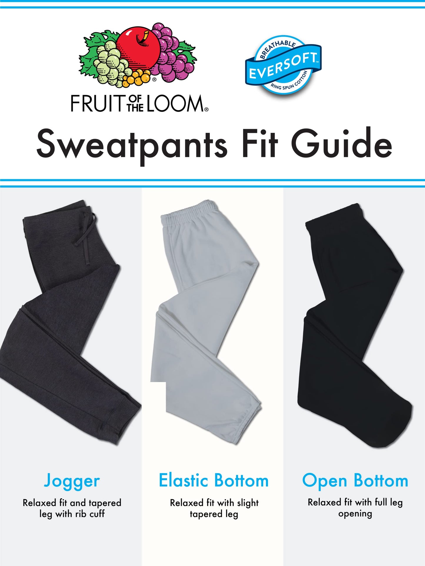 Pantalon de survêtement élastique en polaire Eversoft pour homme de Fruit Of The Loom avec poches, coupe décontractée, évacuant l'humidité et respirant, noir, taille L US