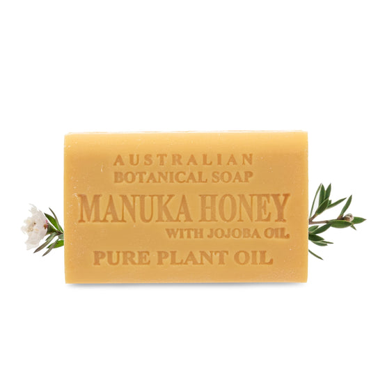 Australian Botanical Soap, Manuka Honey with Jojoba Oil 6.6 oz. (187 g) Soap Bar | Natural Soap Base | All Skin Types | Women & Men | Shea Butter Enriched Bar Soap - Pack of 1