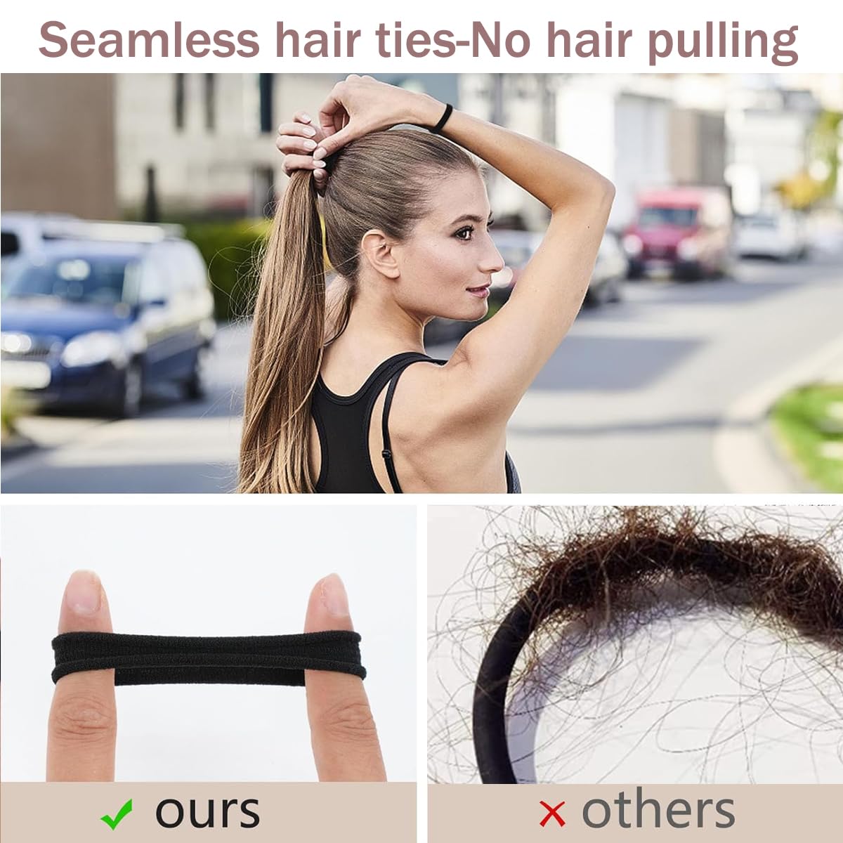 Vrose Flosi No Damage Hair Ties For Women Girls Men Kids Toddler - Soft Seamless Hair Ties For Thick & Curly Hair - Brown Rubber Bands For Hair No Pull Ponytail Holder