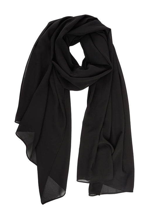 YOUR SMILE for Women Lightweight Breathable Solid Color Soft Chiffon Long Fashion Scarves Sunscreen Shawls (Black)