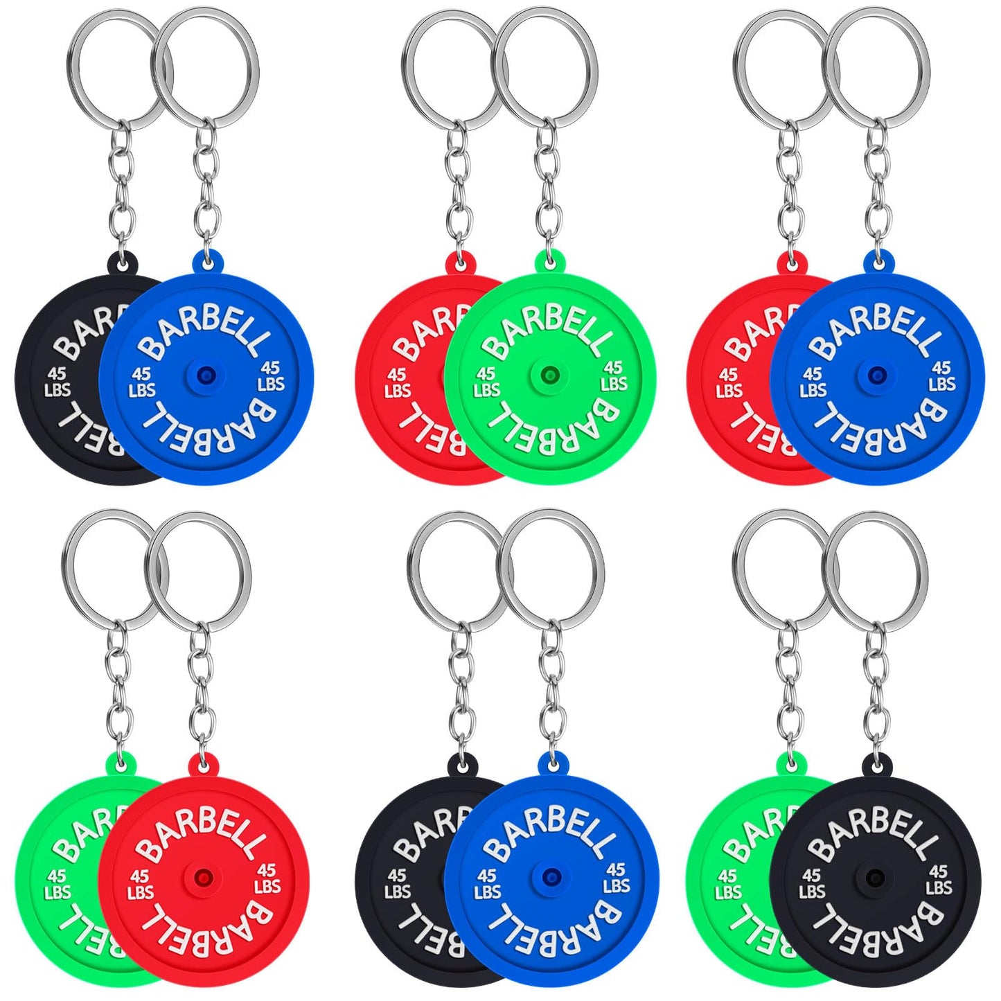 Tondiamo 12 Pcs Gym Gifts for Gym Lovers Barbell Keychain Gifts Workout Fitness Gift Silicone Weightlifting Weight Plate Keychain