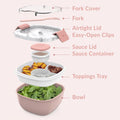 Bentgo All-in-One Salad Container - Large Salad Bowl, Bento Box Tray, Leak-Proof Sauce Container, Airtight Lid, & Fork for Healthy Adult Lunches; BPA-Free & Dishwasher/Microwave Safe (Blush Marble)