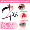 Disposable Makeup Applicators Kit with Mixing Palette Powder Puff Makeup Artist Tools Supplies Mascara Wands, Lip Brushes, Hair Clips Makeup Sponge for Face with Storage Box