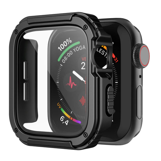 Recoppa for Rugged Apple Watch Case 40mm Series SE 6/5/4 with Screen Protector, Durable Military Grade Quattro Pro Series Drop-Proof Protective Cover Full Coverage Bumper for Men iWatch(Black)