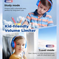 iClever Kids Headphones for School Travel, Safe Volume Limited, HD Mic Stereo Sound Over-Ear Girls Boys Headphones for Kid, FunShare Foldable 3.5mm Wired Kids Headphones for iPad Computer, HS19