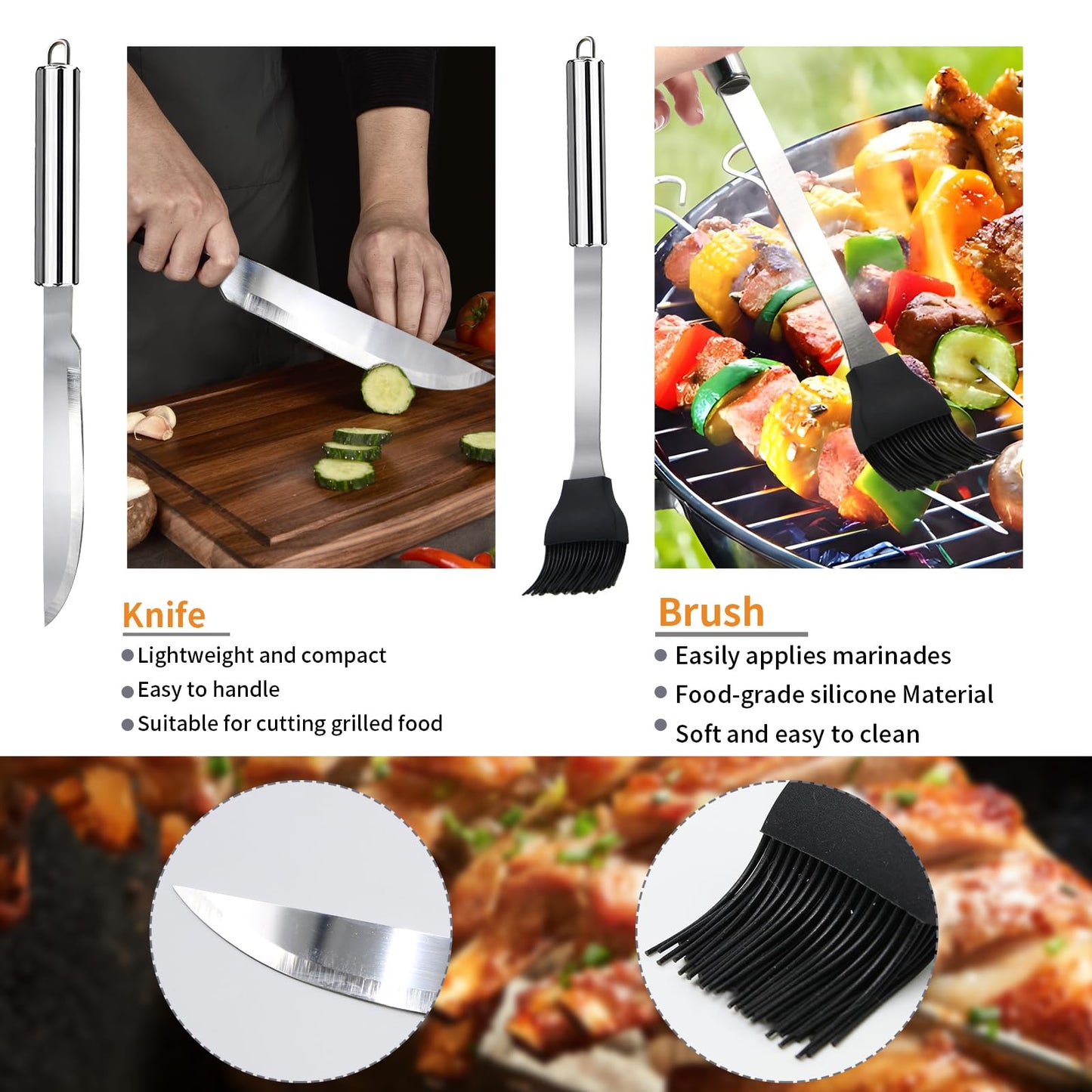 11Pcs Stainless Steel BBQ Grilling Accessories Set, Dad Gifts for Fathers Day Grilling Gifts,Portable Practical Grill Tools Utensils Kit with Storage Bag for Outdoor Grill Camping Backyard