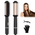 2 in 1 Hair Straightener Brush & Curling Iron with Ceramic Coating - Hair Straightener Comb 7 Temps Settings up to 250-450F, 20s Fast Heating, Double Voltage 110-240V Travel Hair Straightener