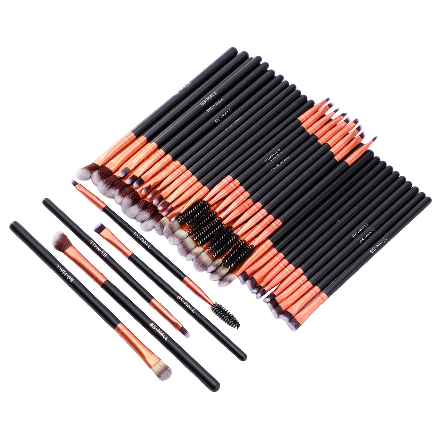 BS-MALL Eye Makeup Brushes 50 pcs Eyeshadow Makeup Brushes Set Soft Synthetic Hairs Wood Handle for Eyeshadow, Eyebrow, Eyeliner, Blending & Concealer