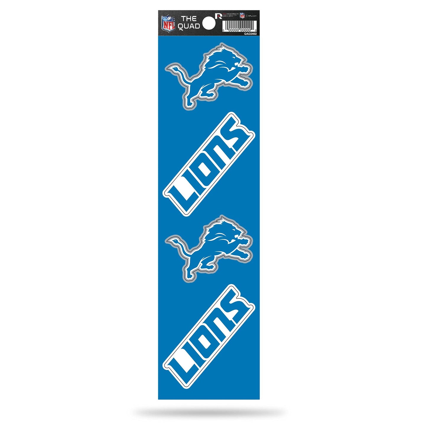 Autocollant quadruple NFL Football Detroit Lions de Rico Industries 3" x 12" - (4) décalcomanies