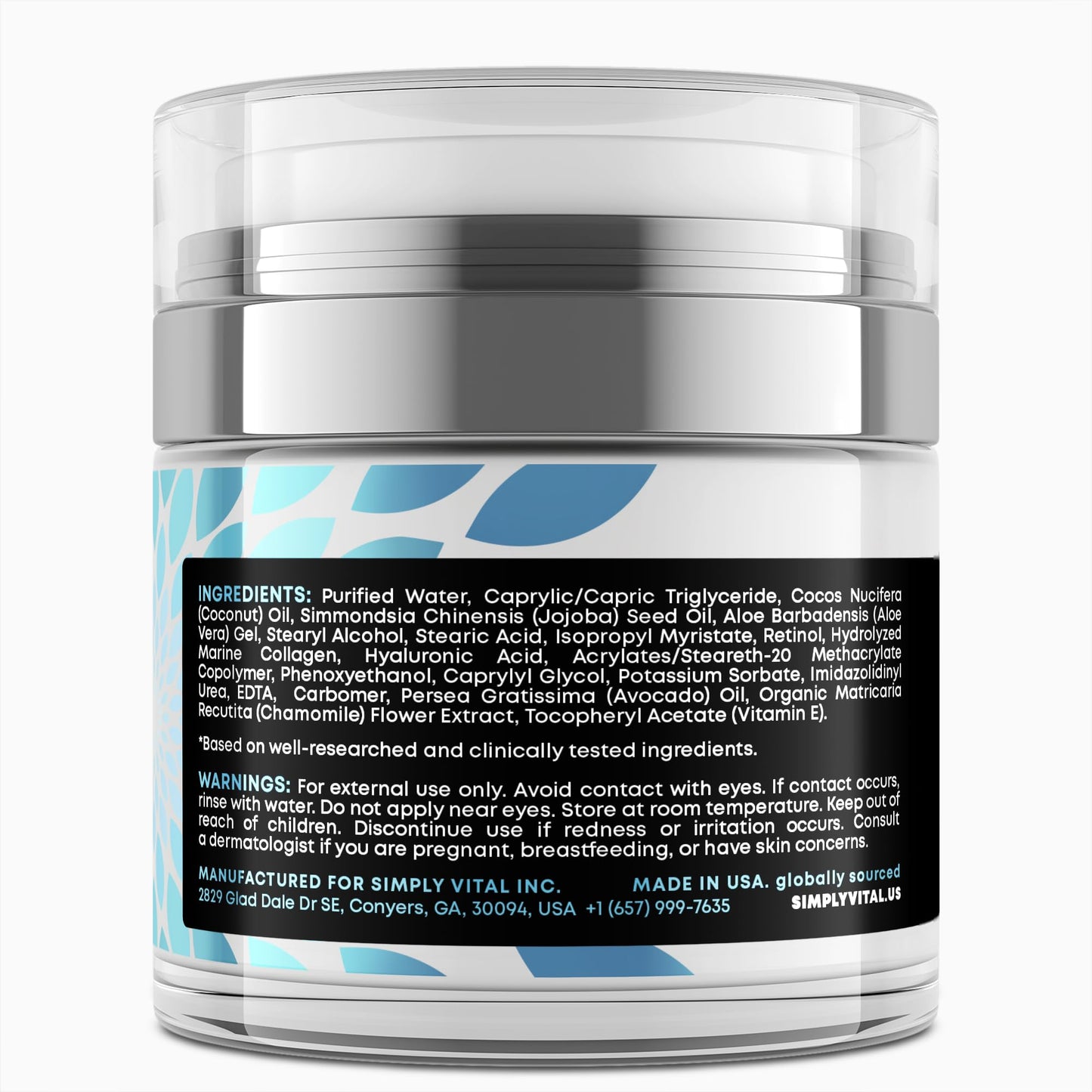 SimplyVital Collagen, Retinol & Hyaluronic Acid Cream - Anti-Aging Face Moisturizer for Face, Neck & Décolleté - Made in USA, Daily Moisturizer Face Cream - 1.7 fl.oz.