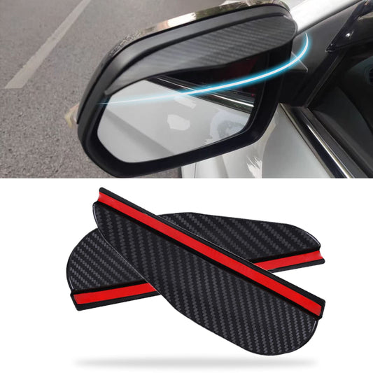 2Pcs Car Rear View Mirror Rain Visor Guard, Carbon Fiber Car Side Mirror Rain Eyebrow Guard, Auto Mirror Rain Visor Smoke Guard, Car Exterior Trim Accessories Universal for Cars Truck and SUV (Black)