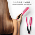 Hair Straightening Comb Set - 2-Pack Flat Iron Comb for Beautiful Tresses, Hair Straightener Comb with Firm Grip, Ideal for Knotty Hair, Styling Comb, Pink