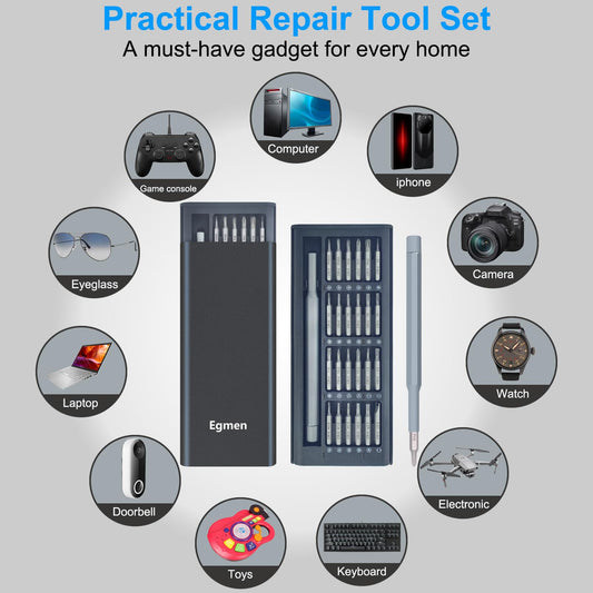 Egmen Precision Screwdriver Set, 25 in 1 Mini Magnetic Small Screwdriver Set Case for PC, Eyeglasses, Computer, Electronic, Watch Repair Kit with Phillips and Star Tiny Screw Driver