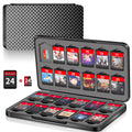 Switch Game Case Holder with 24 Cartridge Slots and 24 Micro SD Card Storage, Slim Portable Game Organizer Traveler Gift Accessories with Magnetic Closure, Protective Hard Shell and Soft Lining