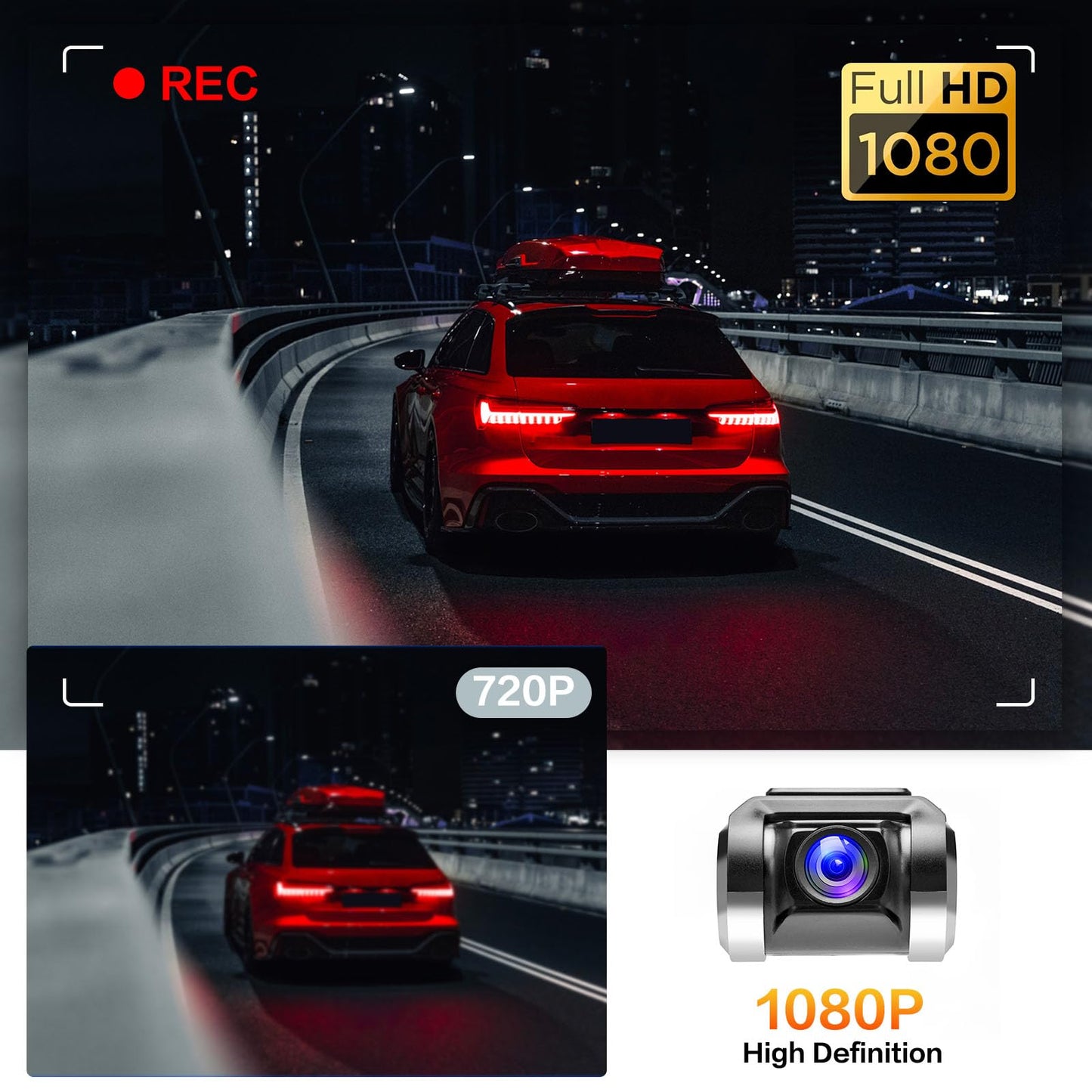 Hikity USB DVR On-Dash Camera - Loop Recording Dash Camera for Cars with 32GB SD Card 24H Parking Mode Driving Recorder LDWS FCWS Dash Cam for Android Radio Stereo GPS DVD