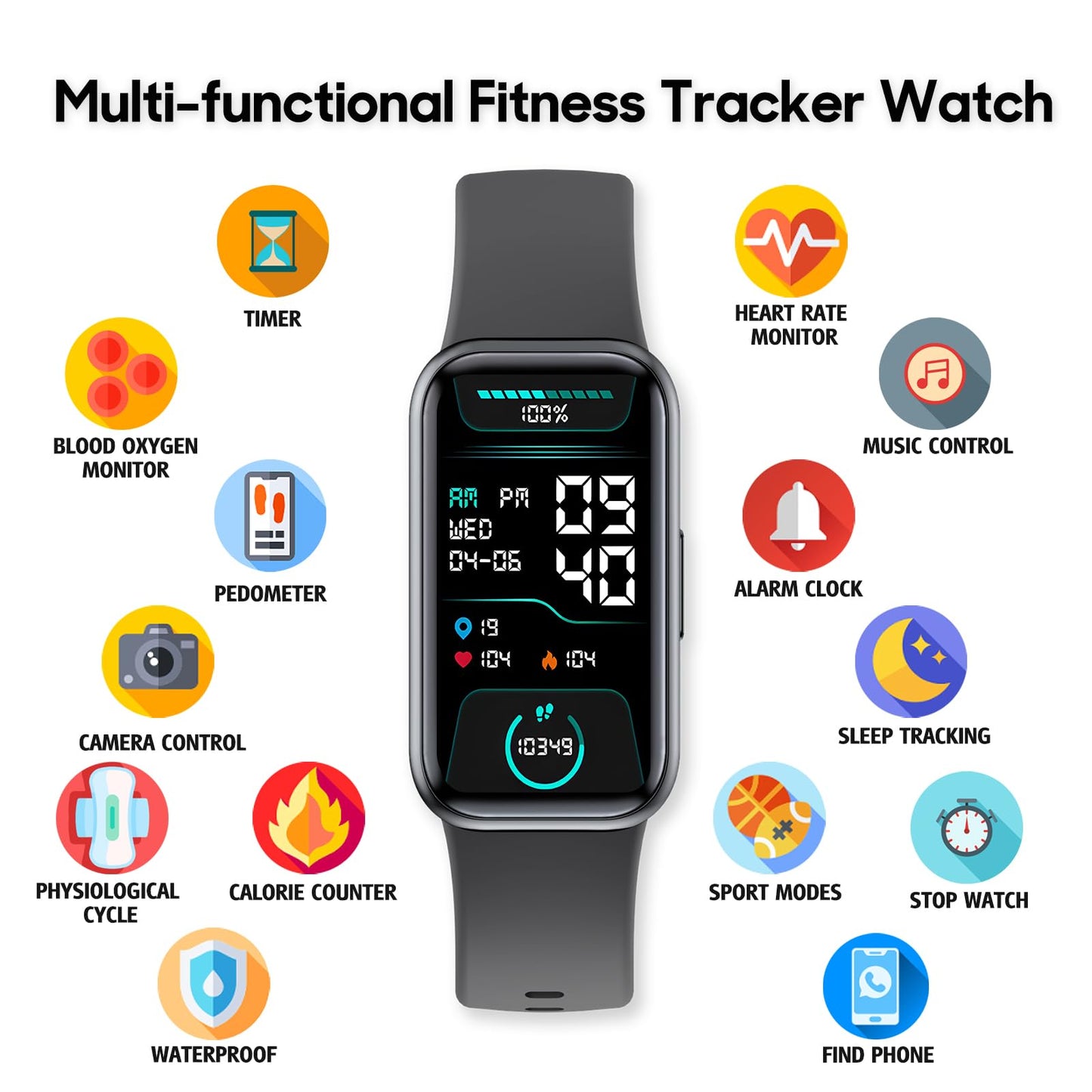 ZURURU Fitness Tracker with Blood Oxygen, 24/7 Heart Rate and Sleep Tracking, IP68 Waterproof Activity Sport Health Tracker Smart Watch with Step Counter Pedometer for Women Men