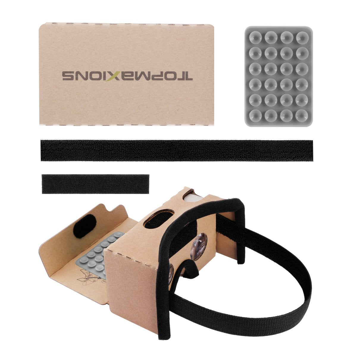 Google Cardboard, casco de realidad virtual 3D VR de Topmaxions, para películas y juegos en 3D, compatible con Android y Apple, máquina de hasta 6 pulgadas de fácil instalación