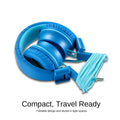 iRAG J01 Kids Headphones Foldable Stereo Tangle-Free 5ft Long Cord 3.5mm Jack Plug in Wired On-Ear Headset for iPad/Amazon Kindle Fire/Toddler/Boys/Girls/School/Laptop/Tablet(Ocean Blue)