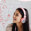 New bee Kids Headphones Wired for School with Microphone KH20 HD Stereo Safe Volume Limited 85dB/94dB Foldable Lightweight for Girl/Mac/Android/Kindle/Tablet/Pad (Pink)