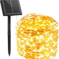 Minetom Guirlande lumineuse solaire d'extérieur, 10 m, 100 LED, 8 modes, éclairage de balcon pour arbre, terrasse, fête de Noël, décoration de mariage (blanc chaud)