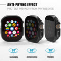 KUYUBMINYR 2 Pack Privacy Case for Apple Watch Screen Protector, Anti-Spy Tempered Glass Film Apple Watch Cover Hard PC Case Bumper for iWatch Ultra 3/2/1 - Black/Black 49mm