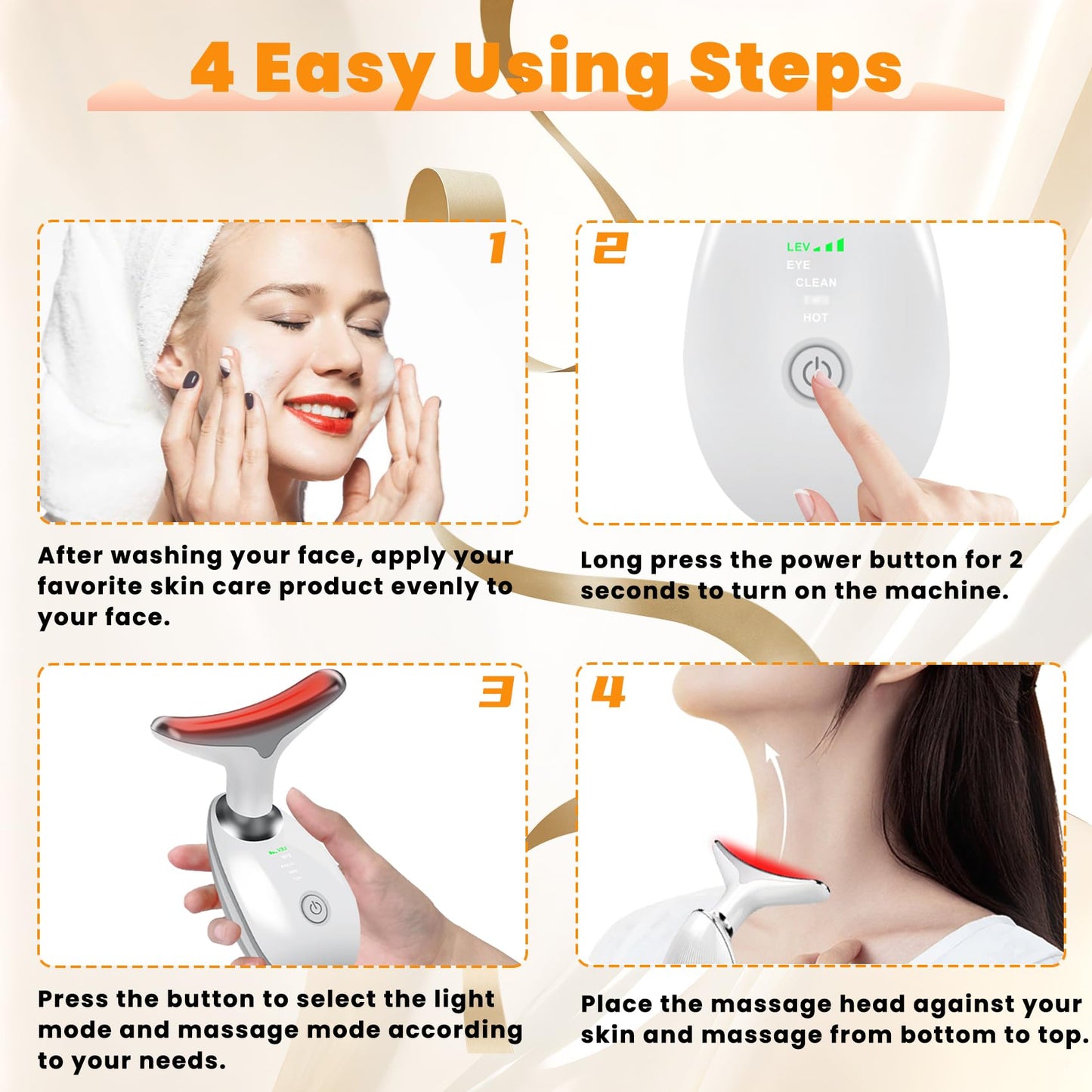 ayattecy Portable Neck and Face Massager, Multifunctional Facial Massage Tool, 7 Color Led Face Neck Massager for Skin Care Routine at Home, Easy to Use