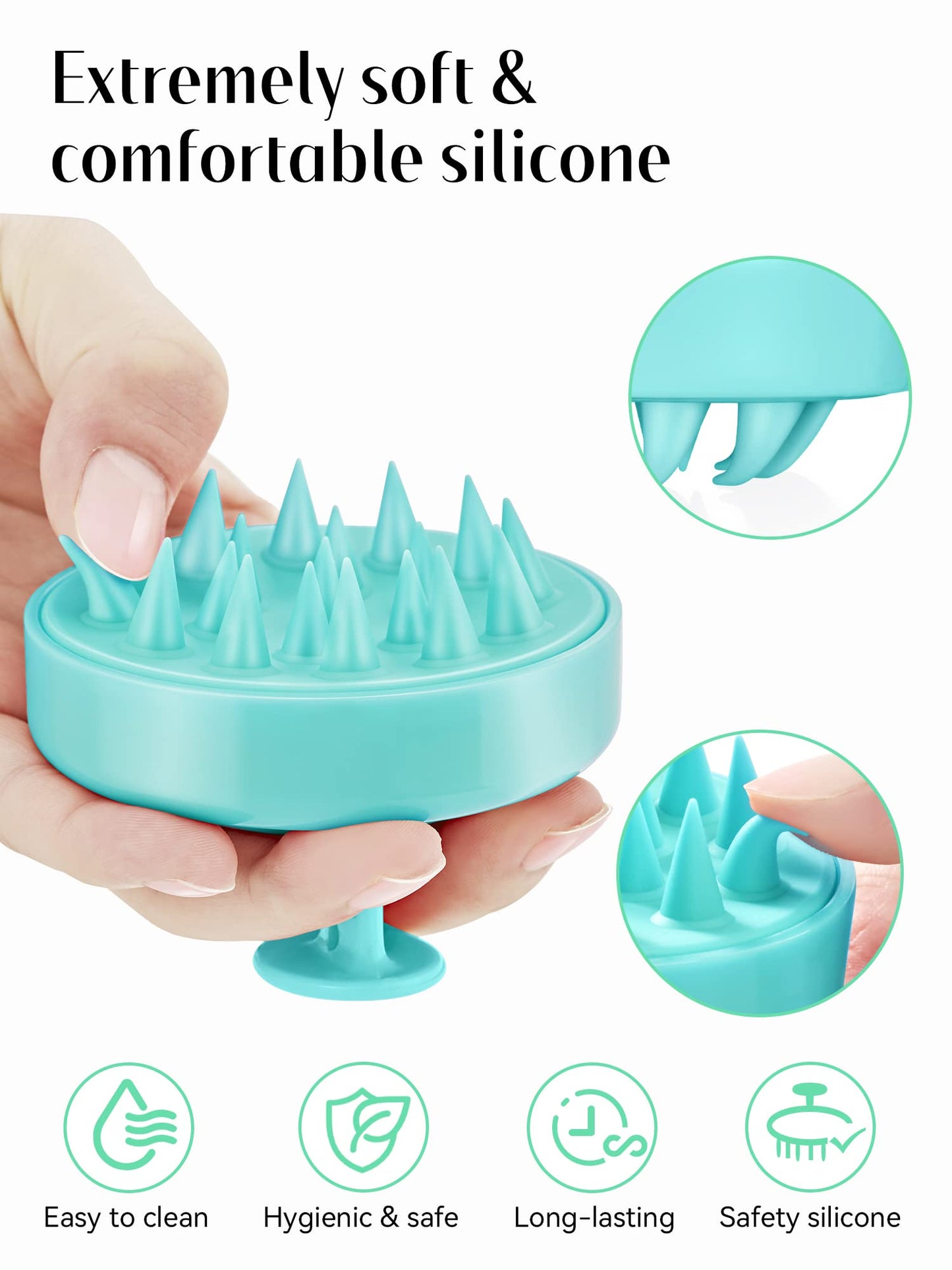 HEETA Shampoo Scalp Brush Massager Hair Growth, Scalp Scrubber with Soft Silicone Bristles for Hair Growth & Dandruff Removal, Hair Brush for Scalp Exfoliator, Green