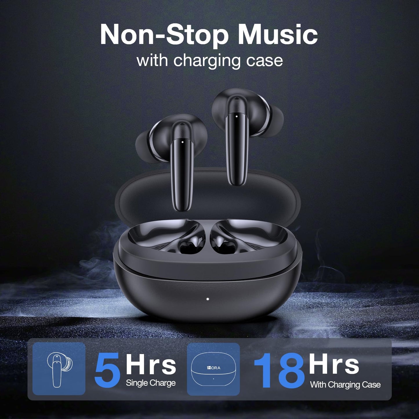 1 Hora Wireless Earbuds Bluetooth 5.3, Touch Control Headphones with Transparency Wireless Charging Case, Premium Sound in-Ear Earphones, Compatible with iPhone, Android Smartphone, Tablet, Laptop