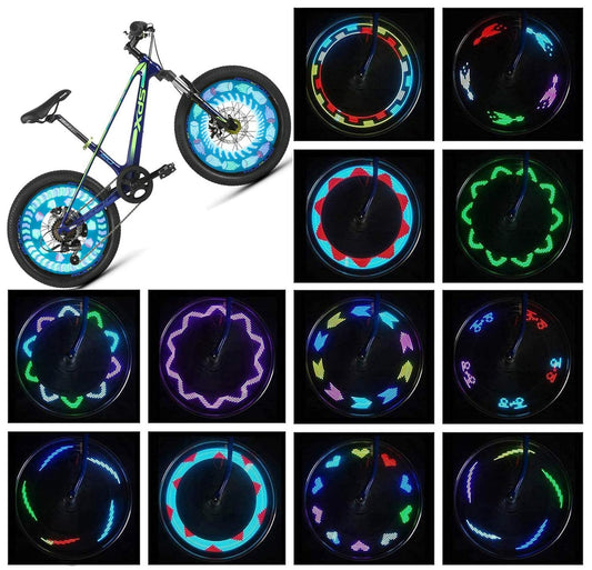 Luces para ruedas de bicicleta (paquete de 2) - Luces LED impermeables para radios de bicicleta - Accesorios para bicicleta - 30 patrones diferentes de cambio - Gran regalo para adultos y niños