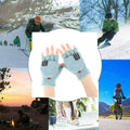 Women's & Men's USB Heated Gloves Knitting Hands Full & Half Heated Fingerless Heating Warmer with Button Washable Design, Mitten Winter Hands Warm Laptop Gloves (Mint)