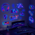 3D Glow in The Dark Game Wall Decals Gaming Wall Stickers Blue Luminous Game Room Decor Glow Gaming Controller Sticker Removable Video Game Wall Decor for Boys Kids Girls Bedroom Playroom Home Decor