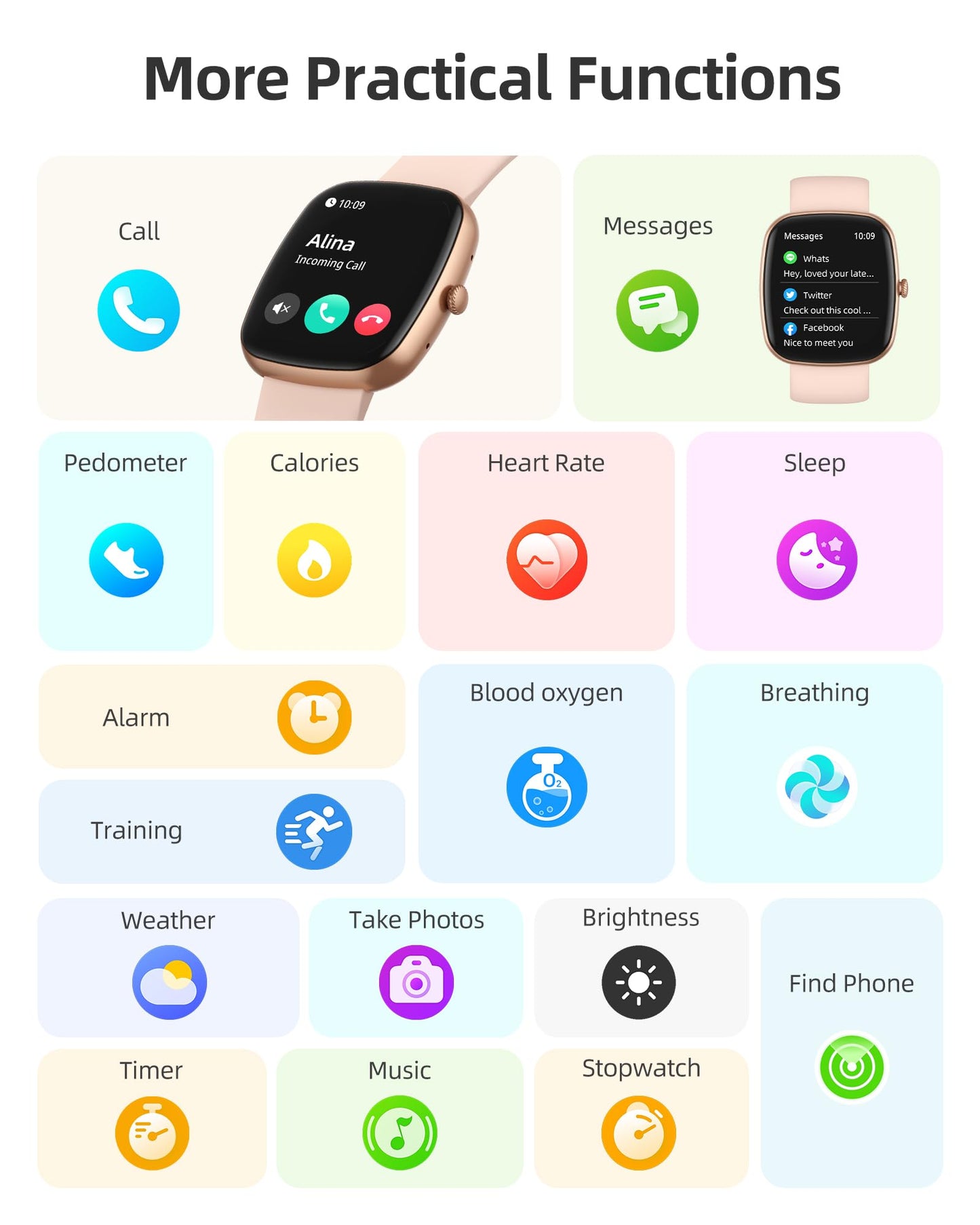 Parsonver Smart Watch for iOS and Android Phones(Answer/Make Calls), HD Screen Watches for Women, IP68 Waterproof Fitness Tracker Watch with Heart Rate Sleep Monitor, Steps Calories Counter, Rose Gold