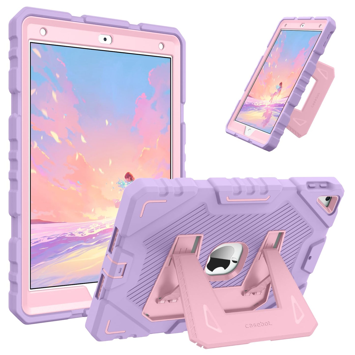 Fintie Case for iPad 9th Generation (2021) / 8th Generation (2020) / 7th Gen (2019) 10.2 Inch, Fully-Body Rugged Heavy Duty Shockproof Protective Case with Built-in Kickstand for Kids, Purple