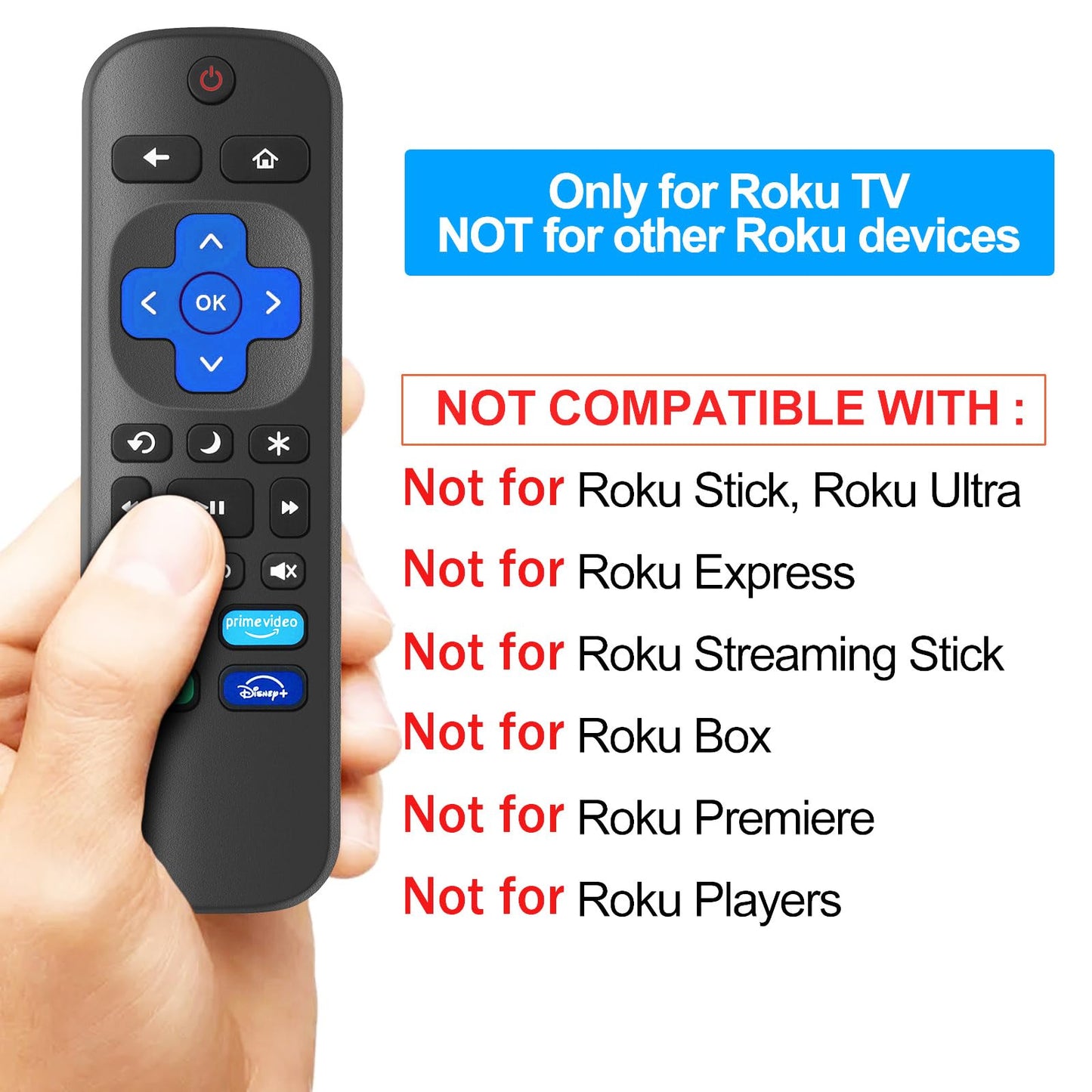 2 Pack Replacement Remote Controls for Roku Smart TV, Infrared Remote for TCL/Hisense/Sharp/Philips/Onn/Element/Insignia Roku TV (Not Compatible with Roku Stick, Box or Speaker)