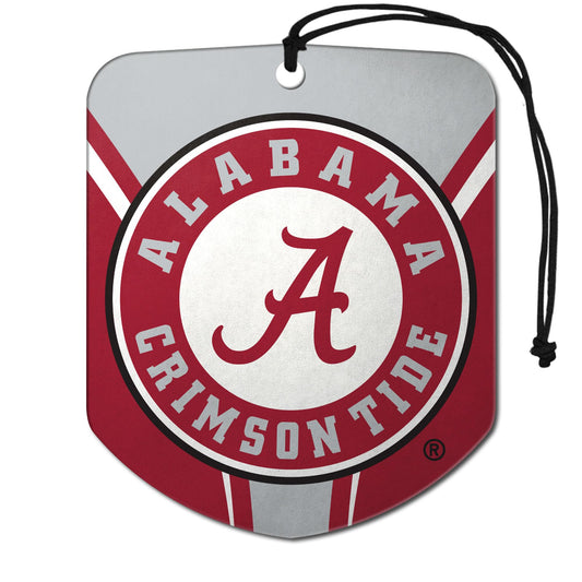 Ambientador colgante para automóvil FANMATS 61602 NCAA Alabama Crimson Tide, paquete de 2, aroma a hielo negro, eliminador de olores, diseño de escudo con logotipo del equipo