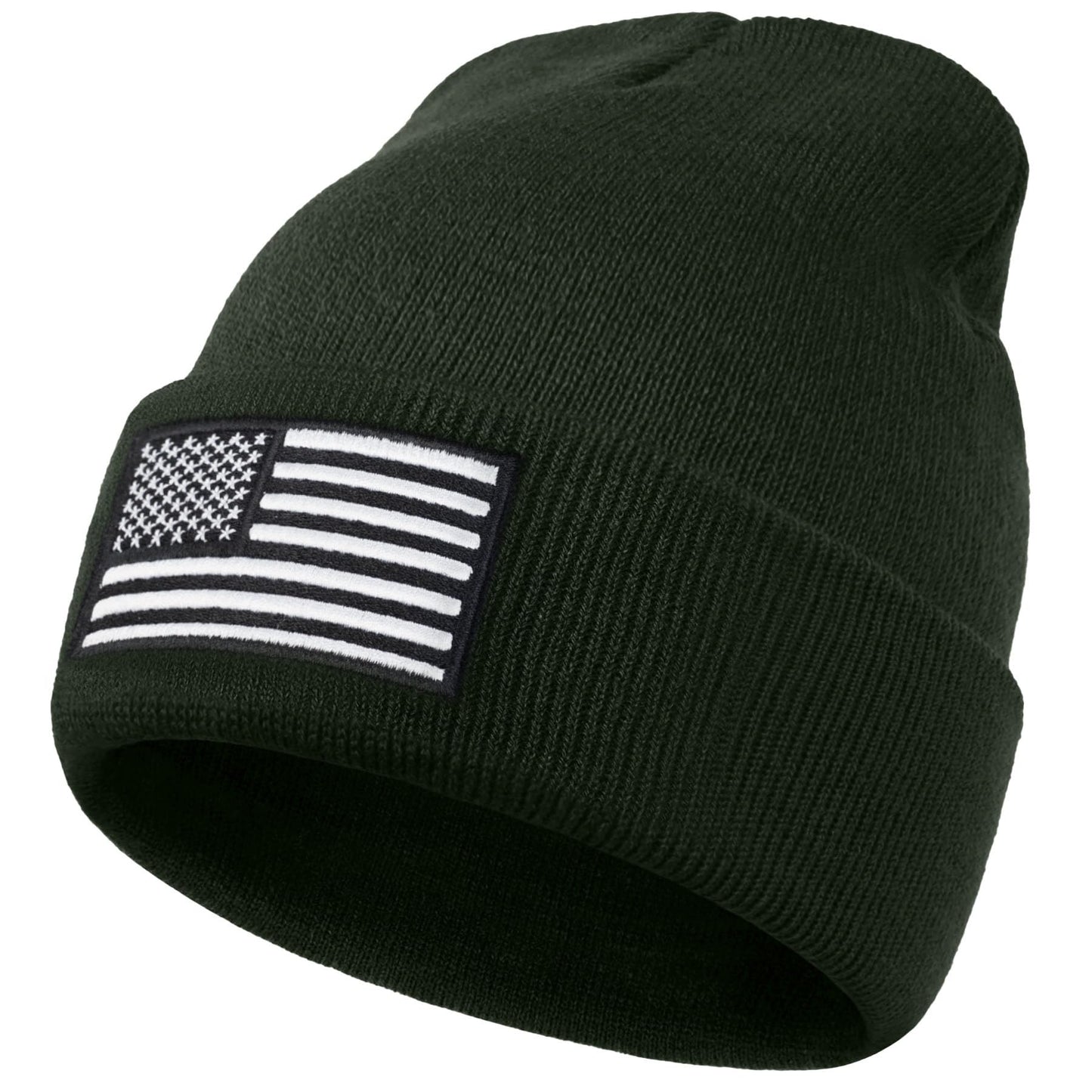 American Flag Embroidered Beanie Winter Hat for Men Women, Multi-Season Military Tactical Gear Police Army Winter Warm Hat