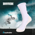 Howwide Lot de 2 paires de chaussettes de football antidérapantes pour homme Pilates Chaussettes d'hôpital pour homme Volley-ball Basketball Football Blanc