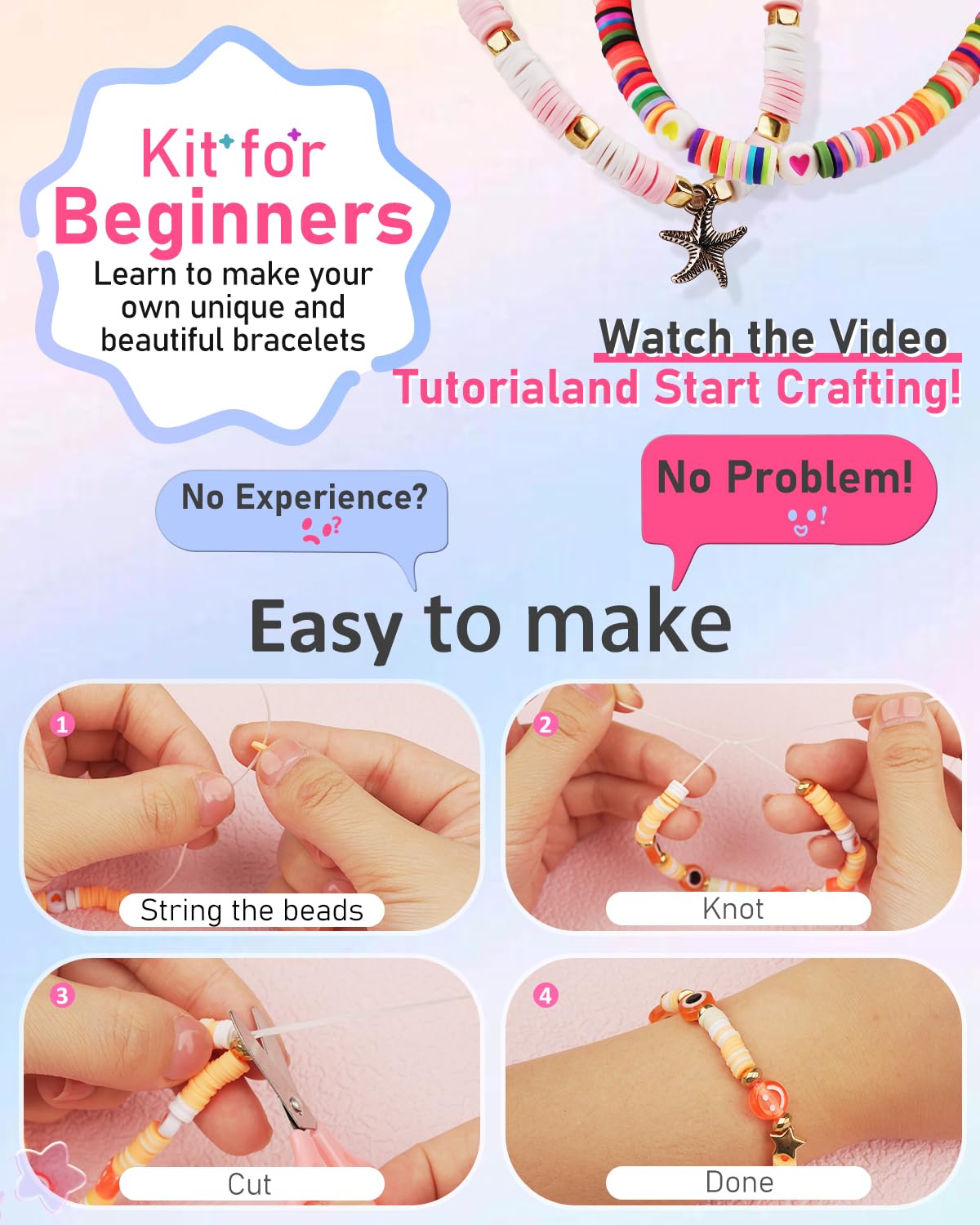 Mio Angle Bracelet Making Kit for Beginner 5000Pcs Preppy Polymer Friendship Bracelet Making with Charms Kit for Jewelry Making DIY Arts and Crafts Birthday Gifts Toys for Kids Age 6-13